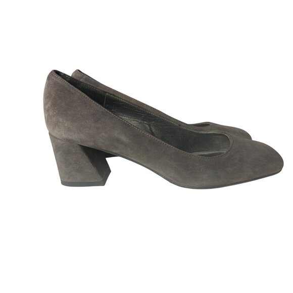 Stuart Weitzman Womens Gray Suede Block Heel Pumps Size 5 M Workwear Classic - Picture 2 of 8